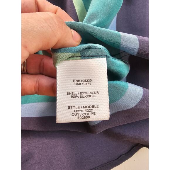 Equipment 100 % silk striped lightweight XS color block tunic button up top _ - Picture 4 of 6